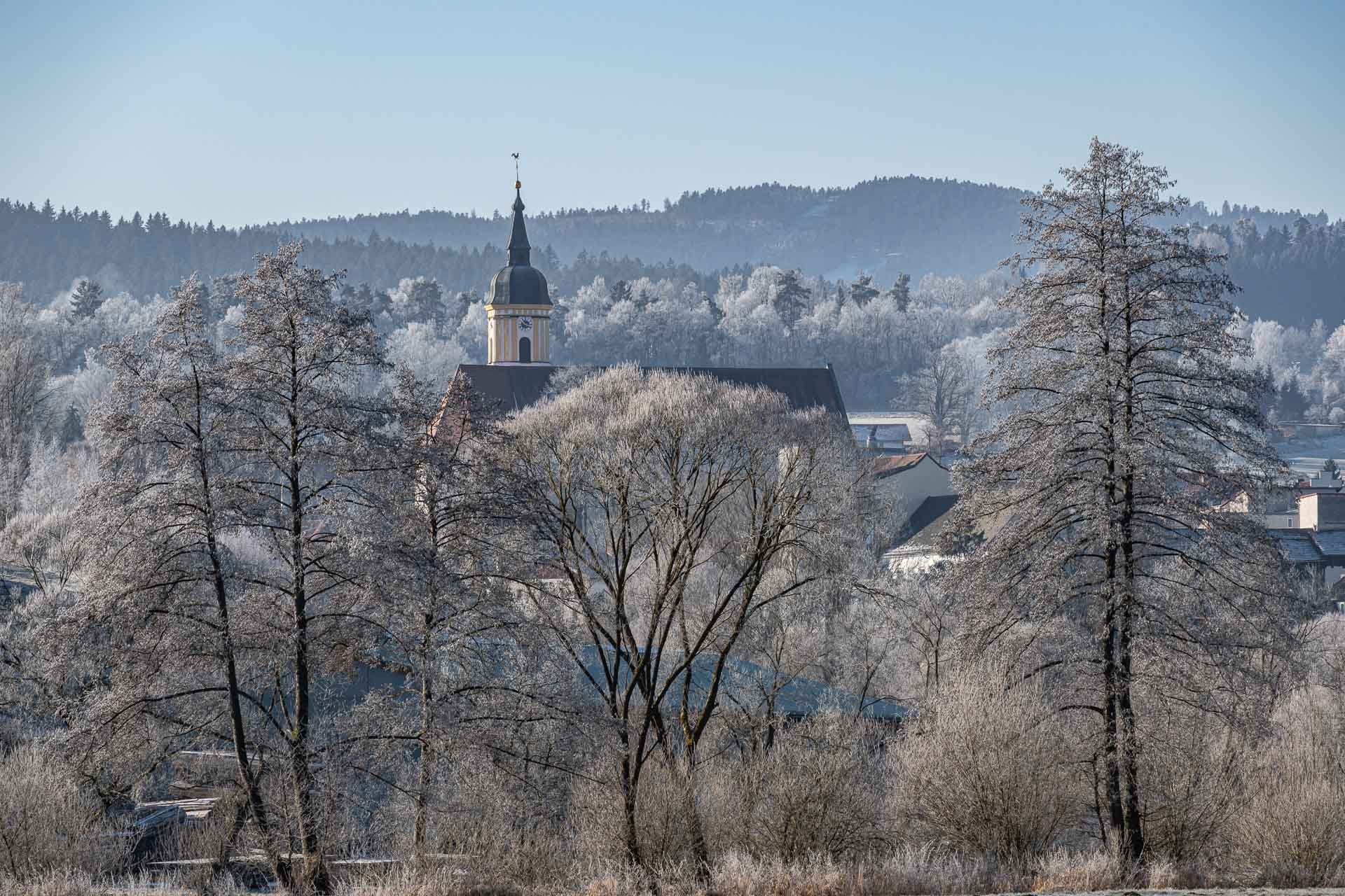 Viechtacher Kirche im Winterwald