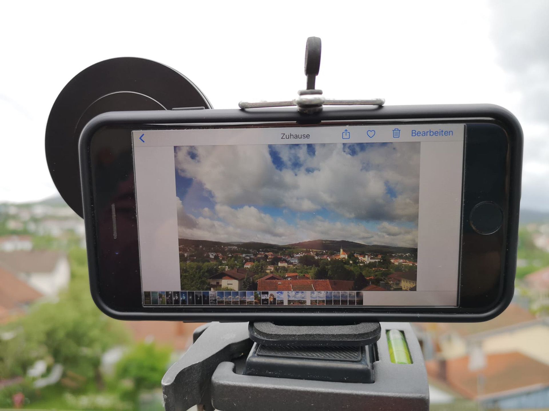 IPhone 8 mit ND-Filter und Stadtansicht Viechtach